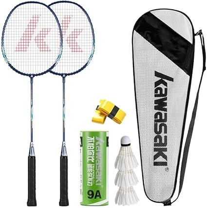 61XMivMhlUL._AC_SX425_.jpg Kawasaki Badminton Set with 2 Badminton Rackets 3 Shuttlecocks and Carrying Bag
