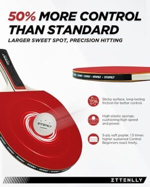 71KoAa5ANEL._AC_SX425_.jpg Ping Pong Paddles with Balls Better Control Sticky Inverted Rubber Table Tennis Paddles Set for Indoor Outdoor Games