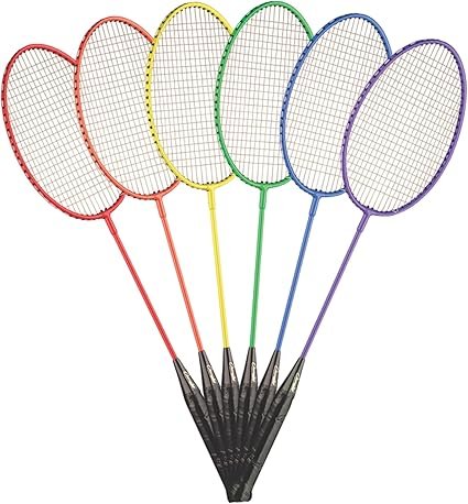 71eap-Kg8EL._AC_SX425_.jpg Champion Sports Tempered Steel Badminton Rackets Set of 6