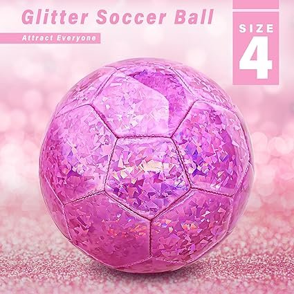 Size 4 Soccer Ball Glitter Pink Kids