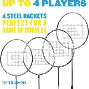 815ypOHLJAL._AC_SX425_.jpg Triumph Sports 4Player Badminton Set with 4 Rackets 3 Shuttlecocks and 1 Carry Case Black