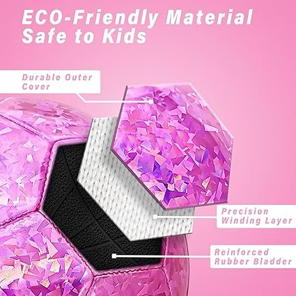 Size 4 Soccer Ball Glitter Pink Kids