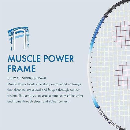 YONEX Muscle Power 22LT Carbon Graphite Strung Badminton Racket with Full Racket Cover BlackBlue for Intermediate Players 83 Grams Maximum String Tension 30lbs