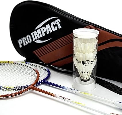 Pro Impact Badminton Racket Set Lightweight Aluminum Head Rackets
